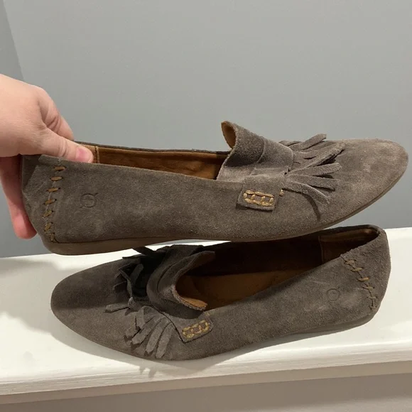 Born leather loafers with fringe beautiful gray EUC women's 9 - Picture 9 of 10